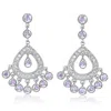 Genevive Jewelry Women's White / Silver Sterling Silver Cubic Zirconia Chandelier Earrings In Multi