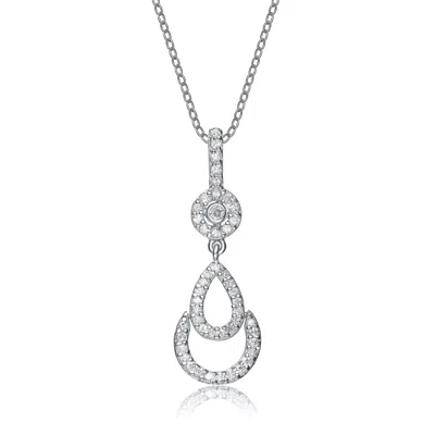 Genevive Jewelry Women's White / Silver Sterling Silver Cubic Zirconia Dangling Pendant In Multi