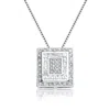 Genevive Jewelry Women's White / Silver Sterling Silver Cubic Zirconia Double Frame Necklace In Multi