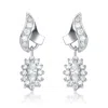 Genevive Jewelry Women's White / Silver Sterling Silver Cubic Zirconia Flame Earrings In Multi