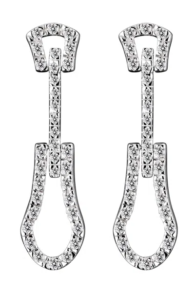 Genevive Jewelry Women's White / Silver Sterling Silver Cubic Zirconia Guitar Dangle Earrings In Multi
