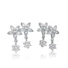 Genevive Jewelry Women's White / Silver Sterling Silver Cubic Zirconia Multi-flower Earrings In Multi