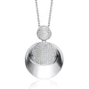 Genevive Jewelry Women's White / Silver Sterling Silver Cubic Zirconia Pave Double Circle Necklace In Multi