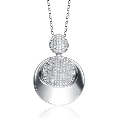 Genevive Jewelry Women's White / Silver Sterling Silver Cubic Zirconia Pave Double Circle Necklace In Multi