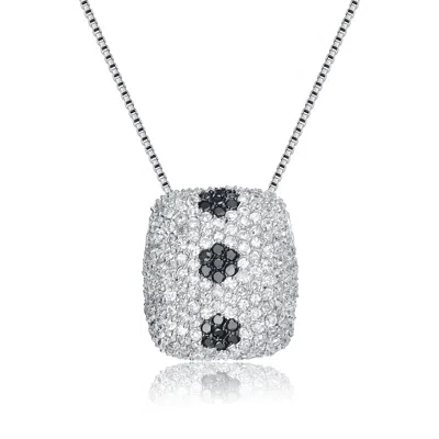 Genevive Jewelry Women's White / Silver Sterling Silver Cubic Zirconia Pave Necklace In Multi