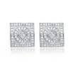 Genevive Jewelry Women's White / Silver Sterling Silver Cubic Zirconia Pave Square Earrings In Multi