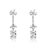 Genevive Jewelry Women's White / Silver Sterling Silver Cubic Zirconia Square Drop Earrings In Multi