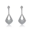 Genevive Jewelry Women's White / Silver Sterling Silver Cubic Zirconia Triangle Drop Earrings In Multi
