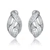 Genevive Jewelry Women's White / Silver Sterling Silver Cubic Zirconia Weaved Earrings In Multi