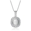 Genevive Jewelry Women's White / Silver Sterling Silver Cubic Zirconia White Stone Pendant Necklace In Multi