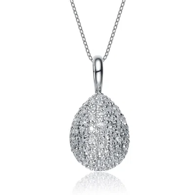 Genevive Jewelry Women's White / Silver Sterling Silver Delicately Designed Teardrop Pendant In Multi