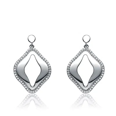 Genevive Jewelry Women's White / Silver Sterling Silver Key Hole Earrings In Multi