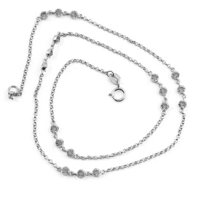 Genevive Jewelry Women's White / Silver Sterling Silver Rhodium Plated Cubic Zirconia Accent Necklace In Multi