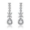 Genevive Jewelry Women's White / Silver Sterling Silver Rhodium Plated Cubic Zirconia Dangle Earrings In Multi