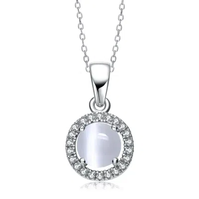 Genevive Jewelry Women's White / Silver Sterling Silver Rhodium Plated White Cubic Zirconia Pendant In Multi