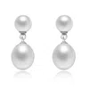 Genevive Jewelry Women's White / Silver Sterling Silver Rhodium Plated White Pearl Drop Earrings In Multi