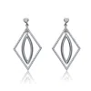 Genevive Jewelry Women's White / Silver Sterling Silver Suspended Oval Earrings In Multi