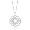 Genevive Jewelry Women's White / Silver Sterling Silver White Cubic Zirconia Floral Pendant Necklace In Multi