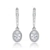 Genevive Jewelry Women's White / Silver Sterling Silver White Cubic Zirconia Oval Dangling Earrings In Multi