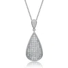 Genevive Jewelry Women's White / Silver Sterling Silver White Cubic Zirconia Teardrop Design Pendant In Multi