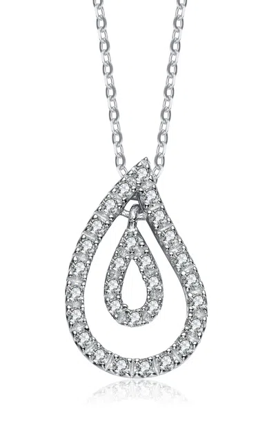 Genevive Jewelry Women's White / Silver Sterling Silver White Cubic Zirconia Teardrop Pendant In Multi