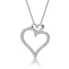 Genevive Jewelry Women's White / Silver Sterling Silver White Gold Plated With Clear Cubic Zirconia Double Heart Pend In Multi