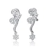 Genevive Jewelry Women's White / Silver Sterling Silver White Gold Plated With Clear Cubic Zirconia Filigree Earrings In Multi