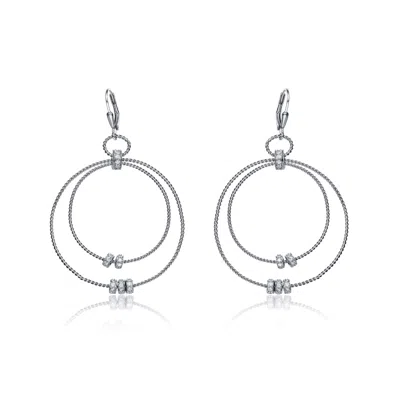 Genevive Jewelry Women's White / Silver Sterling Silver White Overlay Two-orbit Earrings In Multi