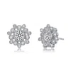 Genevive Jewelry Women's White / Silver Stunning Classic Sterling Silver Cubic Zirconia Flower Stud Earrings In Multi