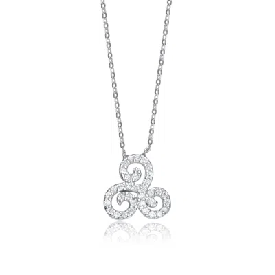 Genevive Jewelry Women's White / Silver White Gold Overlay Clear Cubic Zirconia Triple Knot Necklace In Multi