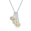 Genevive Jewelry Women's White / Silver / Yellow Sterling Silver Yellow Cubic Zirconia Bouquet Necklace In Multi