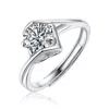 Genevive Jewelry Women's White Stella Valentino Sterling Silver With Round Brilliant Lab Created Moissanite Solitaire In White