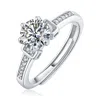 Genevive Jewelry Women's White Stella Valentino Sterling Silver With Round Lab Created Moissanite Solitaire Step Enga In White