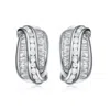 Genevive Jewelry Women's White Sterling Silver Cubic Zirconia Accent Clip Earrings In White