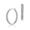 Genevive Jewelry Women's White Sterling Silver Cubic Zirconia Braided Hoop Earrings In White