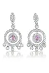 Genevive Jewelry Women's White Sterling Silver Cubic Zirconia Circle Chandelier Earrings In White