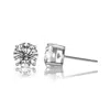 Genevive Jewelry Women's White Sterling Silver Cubic Zirconia Solitaire Small Stud Earrings In White