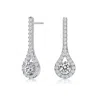 Genevive Jewelry Women's White Sterling Silver Cubic Zirconia Solitaire Teardrop Earrings In White