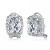 Genevive Jewelry Women's White Sterling Silver Cubic Zirconia Square Earrings In White