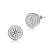 Genevive Jewelry Women's White Sterling Silver With Clear Cubic Zirconia Round Earrings In White