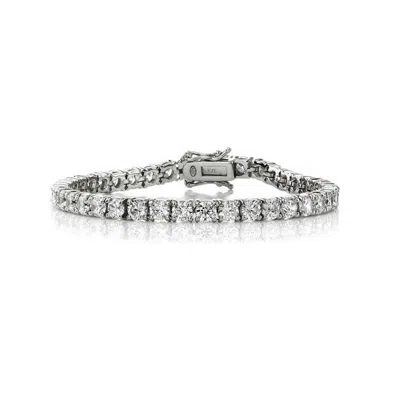 Genevive Jewelry Women's White Sterling Silver With Clear Cubic Zirconia Tennis Bracelet
