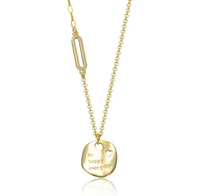 Genevive Jewelry Women's Yellow Gold Plated Cutout Pendant Necklace With Daily Joy Message
