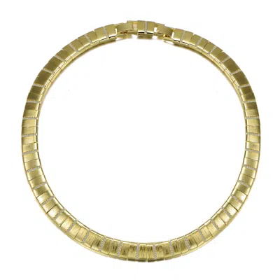 Genevive Jewelry Women's Yellow Gold Plated Flattened Bar Herringbone Necklace