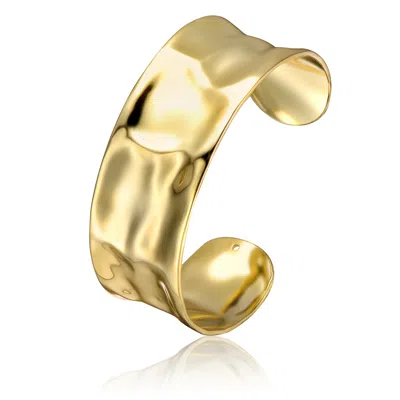 Genevive Jewelry Women's Yellow Gold Plated Hammered Finish Bangle Bracelet Cuff