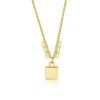 Genevive Jewelry Women's Yellow Gold Plated Lock Pendant Necklace With Beaded Accents In Gold