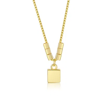 Genevive Jewelry Women's Yellow Gold Plated Lock Pendant Necklace With Beaded Accents