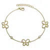 Genevive Jewelry Women's Yellow Gold Plated Mother Of Pearl Dainty Link Butterfly Bracelet In Gold