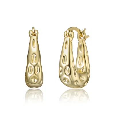 Genevive Jewelry Women's Yellow Gold Plated Openwork U-shaped Oblong Hoop Earrings