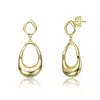 Genevive Jewelry Women's Yellow Gold Plated Organic Circle & Pear Dangle Earrings In Gold