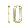 Genevive Jewelry Women's Yellow Gold Plated With Clear Cubic Zirconia " U " Hoop Earrings In Gold